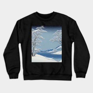 Ukiyo-e Japanese Art -Tranquil Snow-covered Landscape Crewneck Sweatshirt